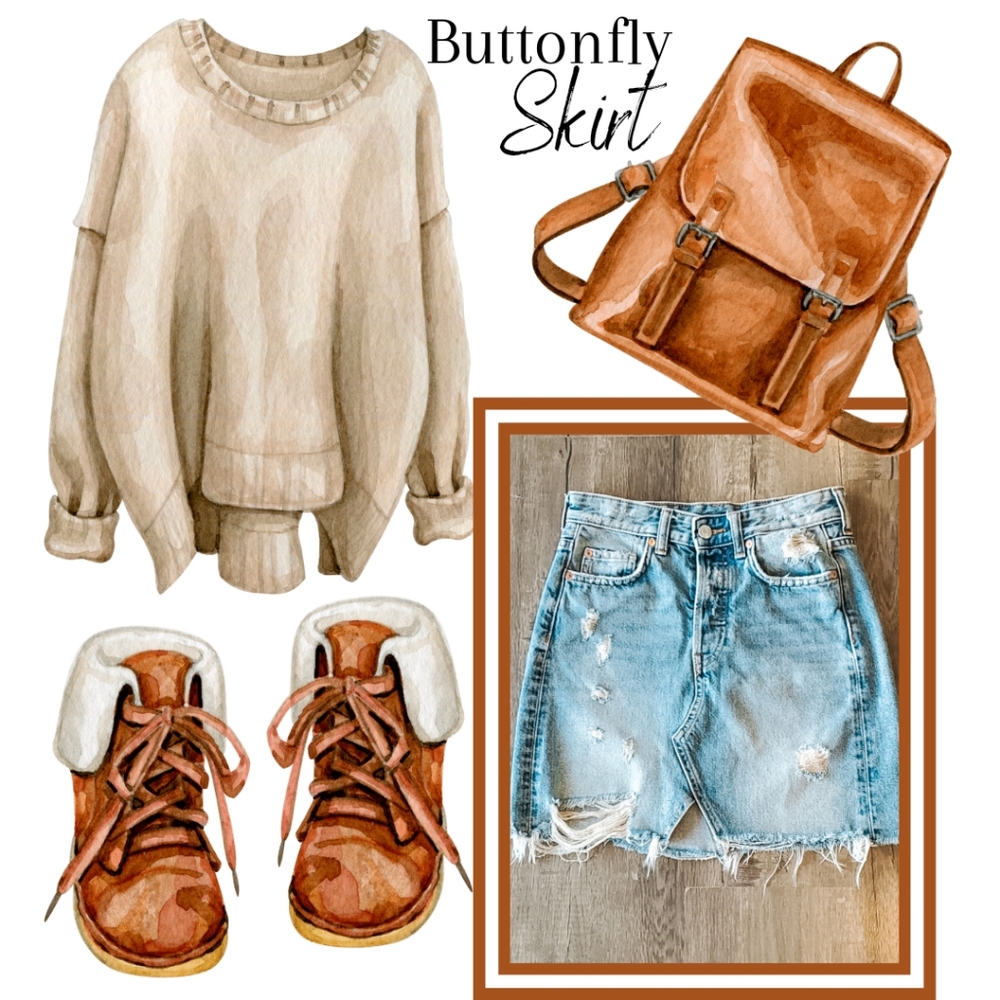 Buttonfly H&M Denim Jean Mini Skirt